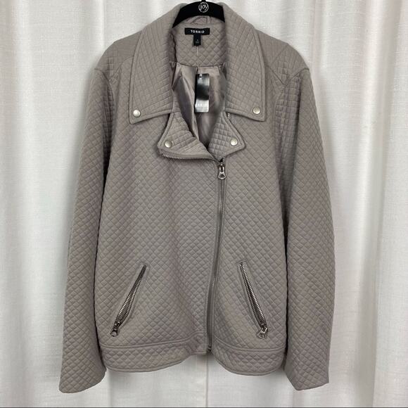 Torrid Gray Quilted Moto Jacket Sz.4 NWT - Picture 6 of 15